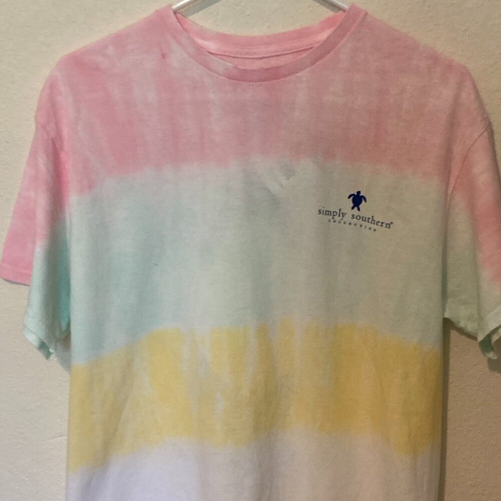 Simply Southern Women's  L Pastel Tye Dye "Live, Love" Short Sleeve TShirt  NWT